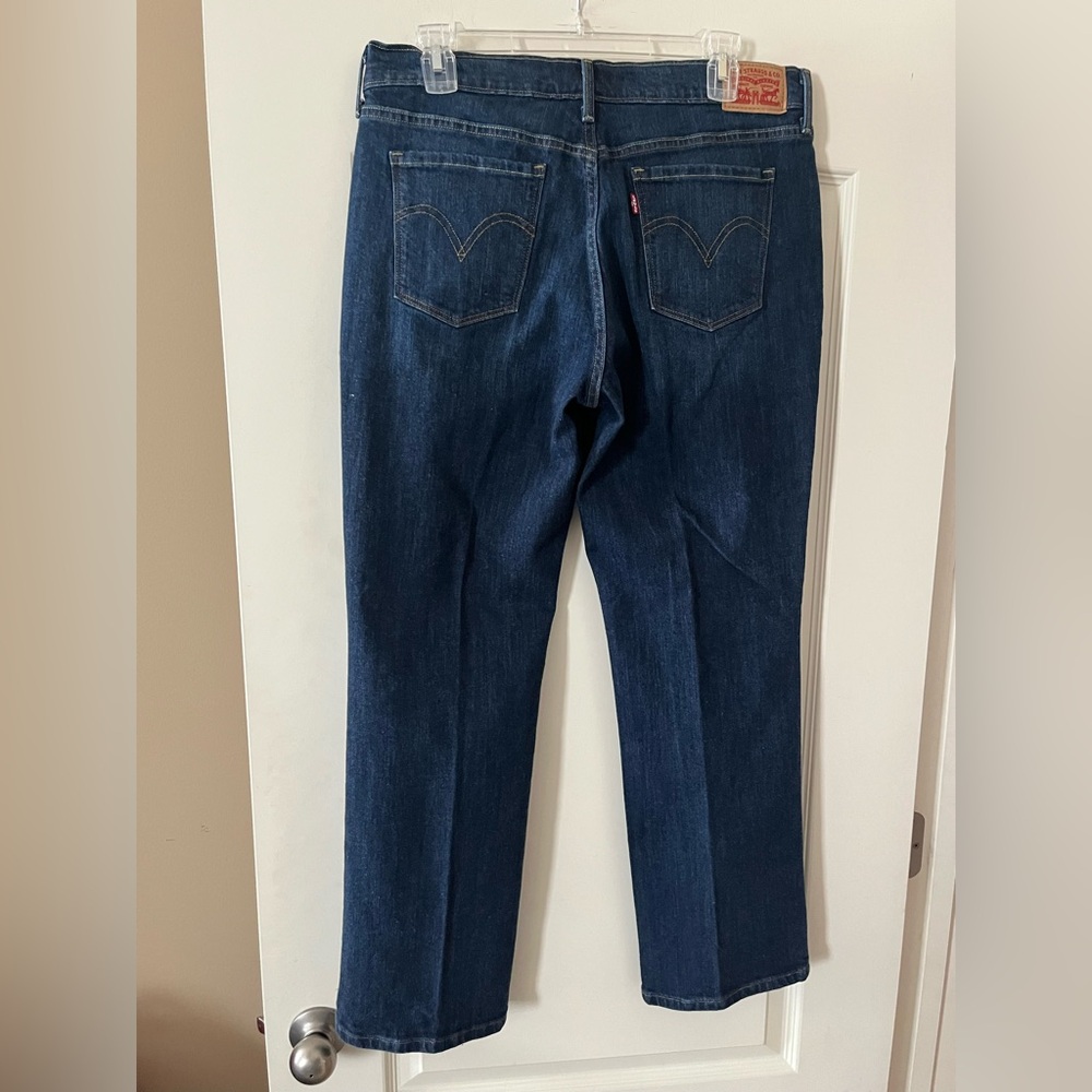 Levi’s 505 Straight Dark Wash Distressed Classic Blue Women's Jeans Size 12 - Picture 5 of 16